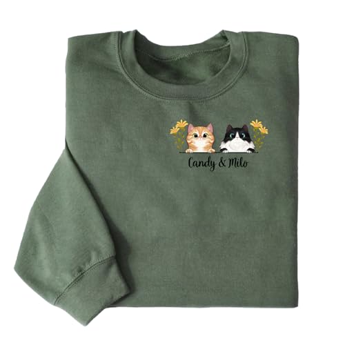 PERSONAL84 Custom Cat Peeking Sweatshirt for Cat Lovers