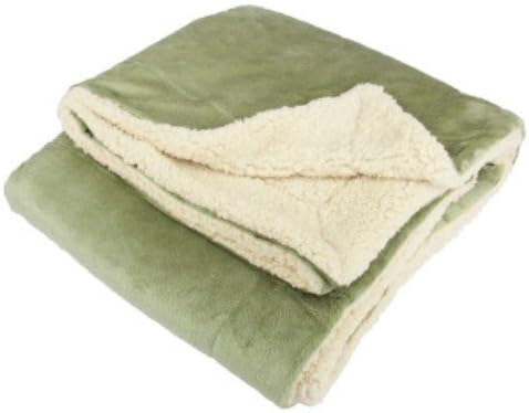 Micro Mink Sherpa Throw Blanket (Sage Green)