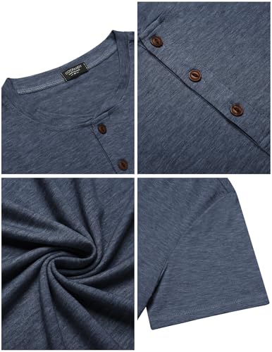 COOFANDY Męskie koszulki Henley z krótkim rękawem Casual Basic Tee Summer Button Henley Soild T Shirts