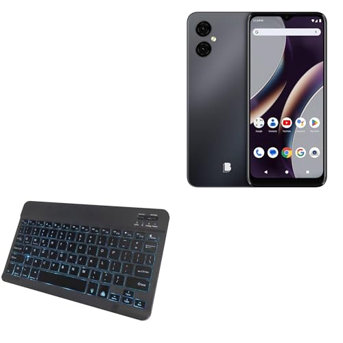 BoxWave Keyboard Compatible with BLU G53 - SlimKeys Bluetooth Keyboard - with Backlight, Portable Slim LED 7 Colors - Jet Black