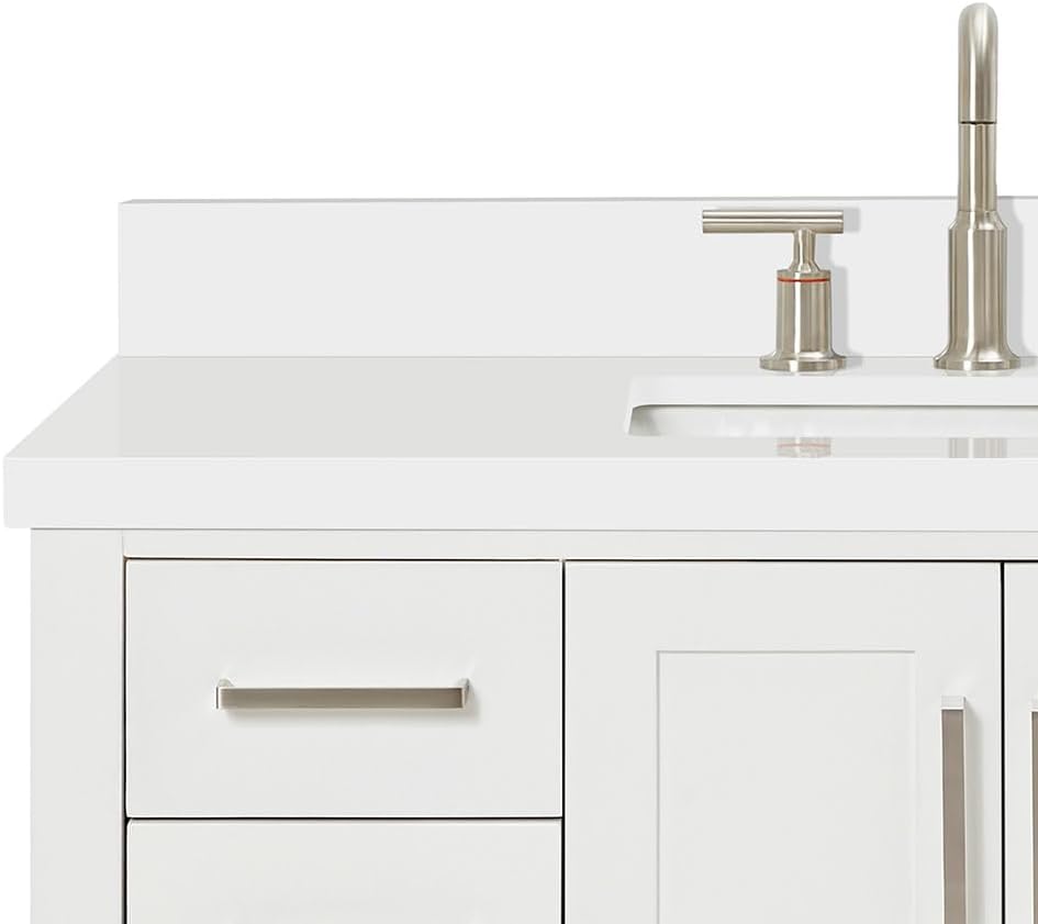 ARIEL Magnolia 43 in. Rectangle Sink Vanity with 1.5" Inch White Quartz Countertop in Midnight Blue