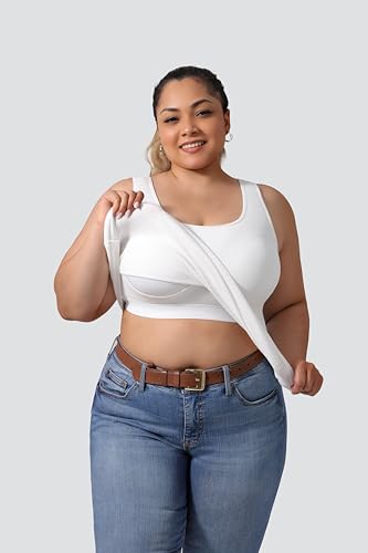 Image of Plus Size U-Back Casual Workout Tank Tops for Women with Built-in Bra, Padded Racerback Gym Athletic Yoga Tops
