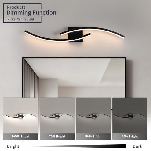 Image of 31.5 inch Modern Bathroom Vanity Light Black Lights Fixtures Dimmable 5CCT Led Bathroom Light Fixture Over Mirror Modern Wall lamp for Cabinet Hallway