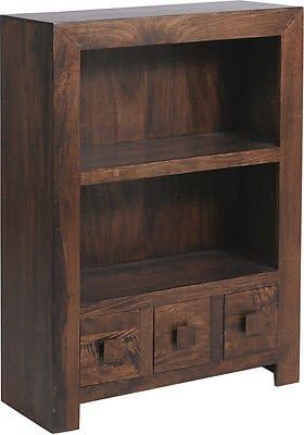 Dakota Dark SOLID WOOD WALNUT SMALL LOW OPEN BOOKCASE DISPLAY UNIT