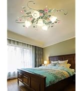 Plafoniera LED Soffitto Stile Floreale - Lampadario Vintage Per Camera Da Letto O Soggiorno, 5 Luci E14, Metallizzato - Foto 8