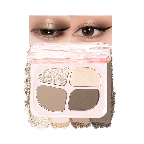 KXmzeG Matte Eyeshadow Palette, 4 Color High Pigment Blendable Eye Shadow Makeup For Older Women, Shimmer Eyeshadow Palette Makeup (01#, Pack of 1)