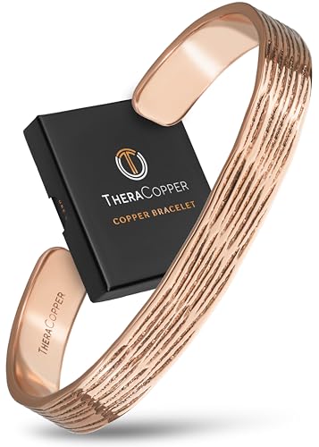 TheraCopper Copper Bracelet for Men & Women — 100% Pure Copper Bracelets — Raw, Solid & Uncoated Authentic Handmade Tibetan Bracelet Cuff Bangles (Horizon)