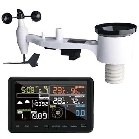 ECOWITT WS2910 Stacja pogodowa z czujnikiem zewnętrznym, bezprzewodowy czujnik pogody 7 w 1 WS69 + 7-calowa kolorowa konsola LCD 3 w 1, prognoza pogody dla gospodarstwa domowego, ogrodu