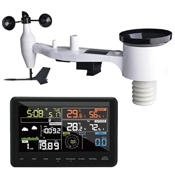 ECOWITT Estación Meteorológica WS2910, 7 en 1 Sensor Meteorológico Solar Inalámbrico Exterior WS69 + Pantalla LCD a Color WiFi Interior de 7 pulgadas, previsión meteorológica