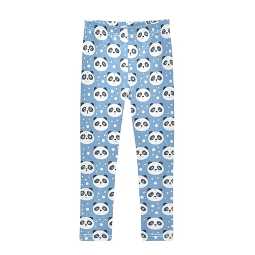 Head Panda Seamless Pattern Girls Leggings Kids Yoga Pants Athletic Tights Pants 4-10 Years