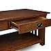 Leick Home Mission Impeccable Coffee Table, Solid Wood with 2 Drawers & Shelf, Medium Oak Finish, Blackened Hardware, Slatted Sides, Easy Assembly, 48 in W x 24 in D x 19 in H, 8204