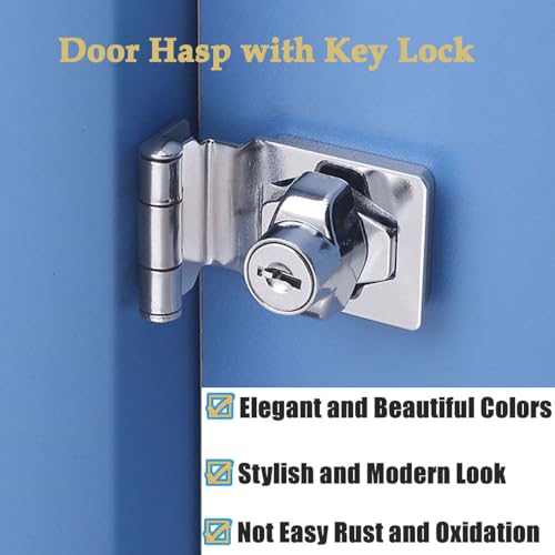 Litensh Shed Hasp Lock Padlock with Aliked Keys, Twist Knob Door Latch Bolt Lock Buckle for Drawer Cupboard Cabinet Furniture Mailbox Gates Closets (Silver Right Amgle - 2.5 Inch) - Image 5