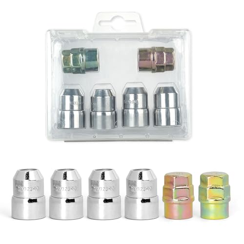 Krtopo Juego de 4 Tuercas de Seguridad M12x1.25 en Acero de Aleación con 2 Llaves - Tuercas de Seguridad Antirrobo Universales para Ruedas de Coche Vehículos para Automóviles Modificados (M12 x 1.25)