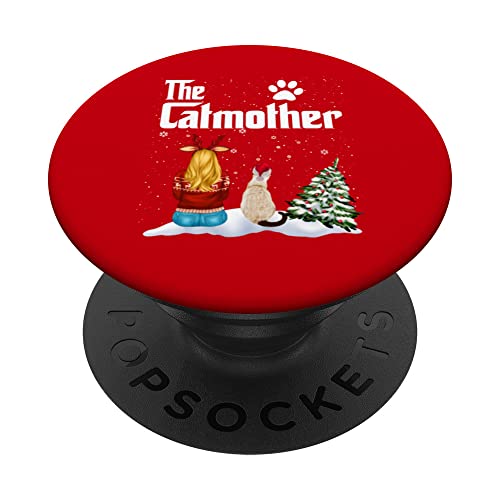 The Catmother Siamese Cat Mom Christmas Funny Kitty Xmas PopSockets PopGrip Intercambiable