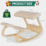 WUDLEP Ergonomic Kneeling Chair, 250LB Load Capacity Posture Stool for Home Office Meditation, Wooden Kneeling Rocking Chairs for Back and Neck Pain Relief and Improvement(Beige) - Image 3