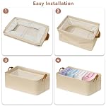 SNWDN 6 Pack Closet Cloth Storage Bins for Shelves, Medium Storage Baskets for Shelves, Fabric Bins for Closet organization with Handles（ Beige 15''L x 10''W x 8''H） - Image 3