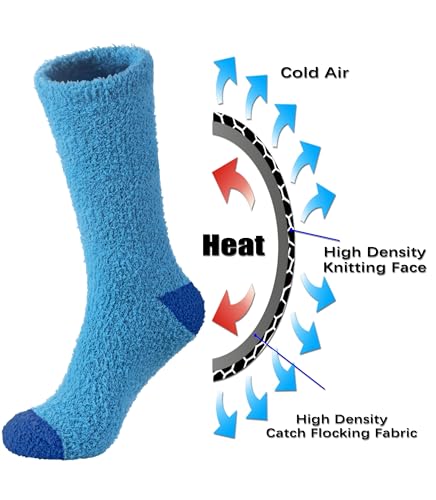 Image of FNOVCO Mens Fuzzy Socks - Soft Cozy Slipper Fluffy Winter Warm Microfiber Plush Sleeping Socks - 5 to 6 Pairs
