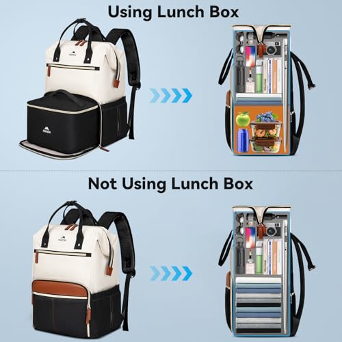 MATEIN Laptop Backpack with Lunch Box, 15.6 Inch Lunch Backpack for Women, College Computer Back Pack Work Backpacks with Insulated Lunchbox Meal Prep Bag for Teacher Nurse Commute Office, 2Pcs Set - Image 4