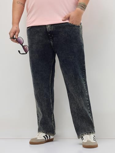 Image of Urbano Plus Men's Regular Fit Heavy Washed Denim Jeans Stretchable