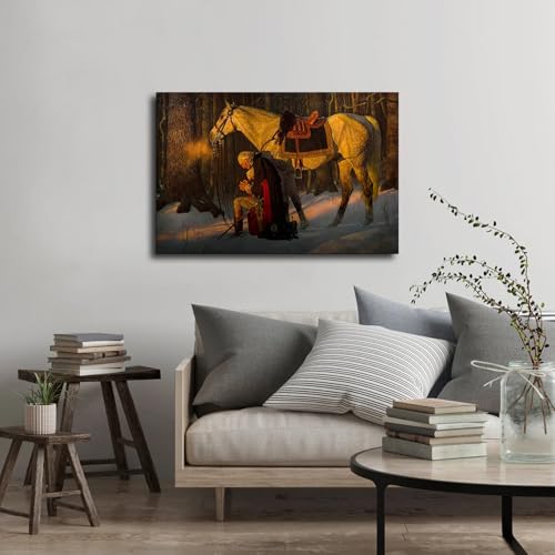 Chenmjj George Washington Praying At Valley Forge Print Poster Picture Hd Print Poster Retro Painted Modern Home Bedroom Room Aesthetic Decoration Canvas Art thumb #1
