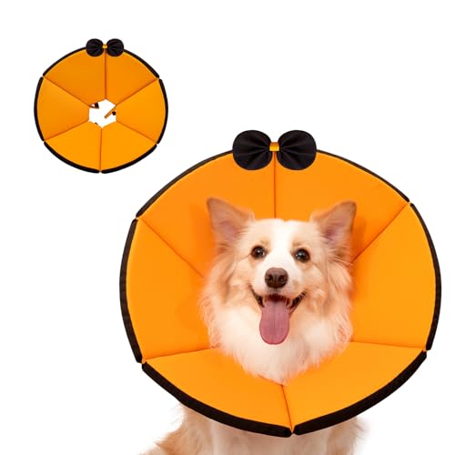 Image of MAXFUT Soft Dog Cone Collar,Foam Cone for Dogs to Stop Licking After Surgery,Non Inflatable Dog Donut Cone (Orange, XL)