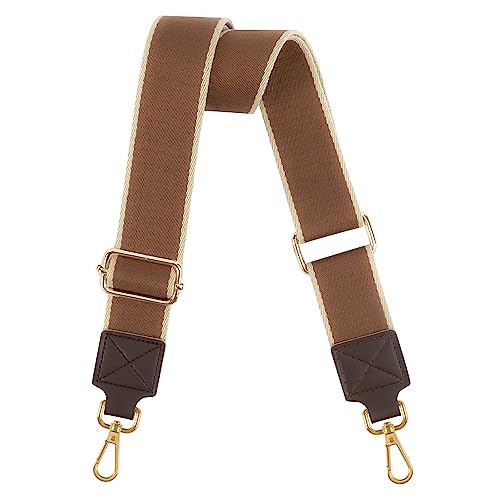 Image of Purse Strap Wide Replacement Crossbody Bag Straps, 1.5 inch Canvas Handbag Shoulder Strap, Adjustable Tote Belt (1.5 inch Brown /Gold Buckle)