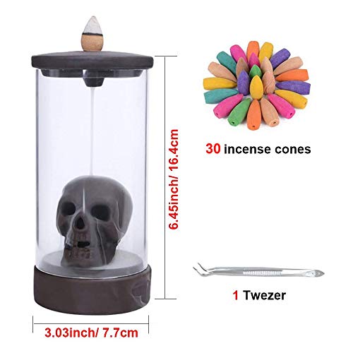 Surprizon Backflow Incense Holder, Handmade Ceramic Incense Burner With Led Lights And Windproof Acrylic Hood, For Home Fragrance Decor Aromatherapy Ornament (Style 1) #TOP1