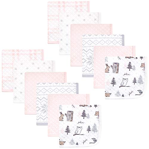 Image of Hudson Baby Unisex Baby Quilted Cotton Washcloths, Winter Forest, One Size