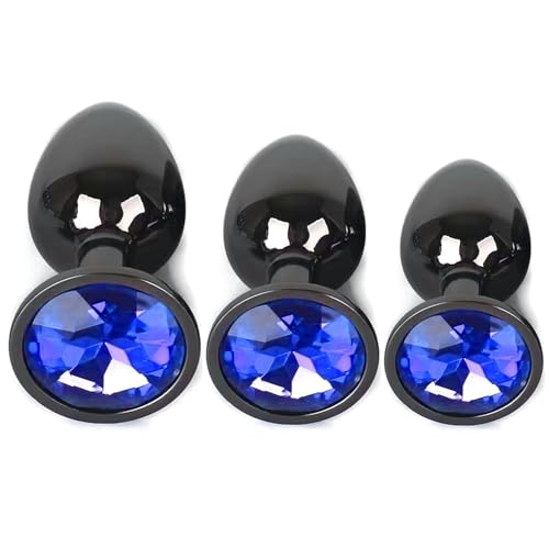 3PCs Plug anal,plug anal femenino principiante gris oscuro,Sextoys en acero metal para hombre u hombre gay para principiantes y parejas