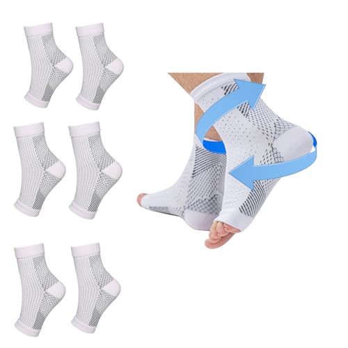 4 pares de calcetines de compresión para fascitis plantar, vendaje de apoyo, neuropatía, alivio de espolones calcáneos, calcetines de noche para dolor, torceduras de tobillo, tendinitis de Aquiles S/M