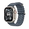 Apple Watch Ultra 3 GPS + Cellular 49mm Premium Running and Multisport Smartwatch with Rugged Natural Titanium Case with Anchor Blue Ocean Band. Advanced Health and Fitness Tracking
