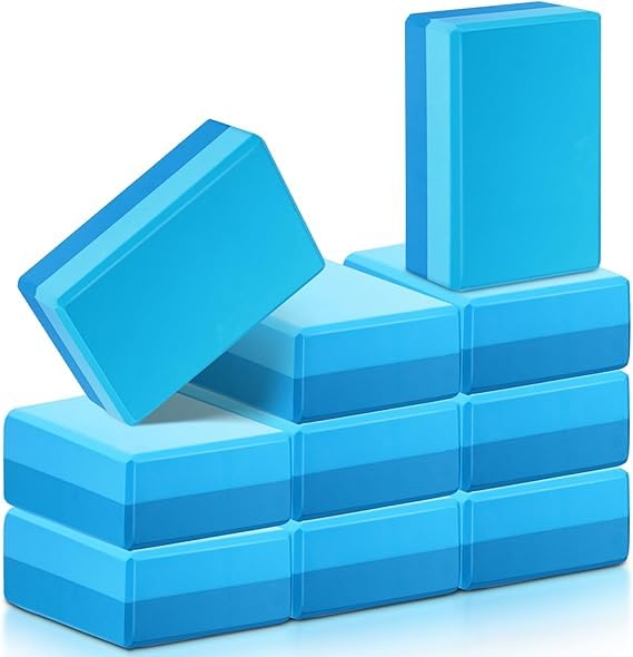10 Pcs Yoga Blocks Supportive Yoga Accessories Lightweight EVA Foam Blocks Soft Non Slip Yoga Brick with Beveled Edges for Workout Stability Balance Deepen Stretches Yoga Meditation (Blue)-image-12