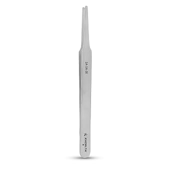 Excelta 2A-SA-SE Straight Tapered Flat Point Precision Tweezers, Anti-Magnetic Stainless Steel, ESD Safe, Anti-Static & Conductive Professional Tool for SMD Components, Labels & Electronics, 4.75" OAL