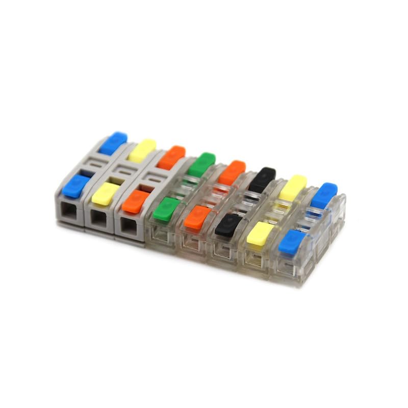 HUFFA Mini Conector de Cable, Bloques de terminales de Empalme de 2 y 3 Pines, Conectores eléctricos rápidos for iluminación de Tiras LED, Conector de Conductor con Base(229A-3PC,50PCS)