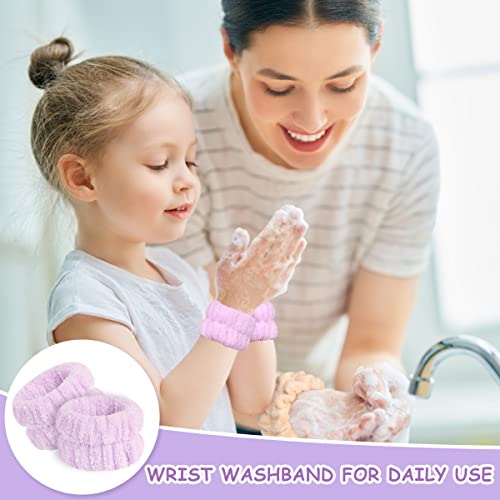 Microfiber Wrist Sweatbands for Face Washing and Spa - 8Pcs Women and Girls Wristbands with Water Guards to Prevent Spilling Down Arms - Thumbnail 6