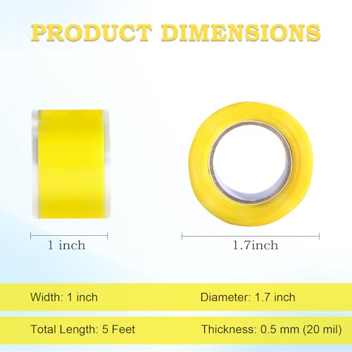 Image of Self Fusing Silicone Tape 1 in x 5' Yellow Waterproof Rubber Leak Proof Sealing Rubber Self-amalgamating Tape for Emergency Hot and Cold Water Pipe Repairs and Tool Fixation