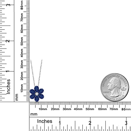 Gem Stone King Gemstone Birthstone and Lab Grown Diamond Flower Pendant Necklace For Women | 925 Sterling Silver and 10K Yellow Gold | Pear Shape 6X4MM | With 18 Inch Chain2