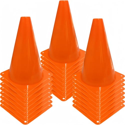 LCPQMZGH 24 Pcs 7 Inch Plastic Traffic Cones, Basketball Football Drills, Skating, Sport Training Agility Markers, Indoor Outdoor Games, Orange