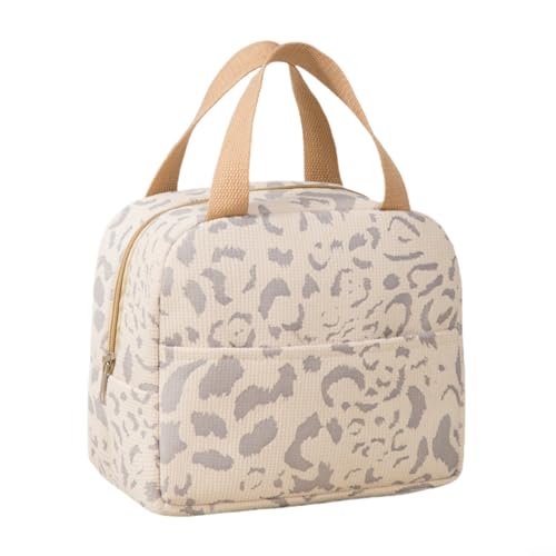 Elegante lonchera aislada para mujeres y hombres, trabajo, oficina, viajes, picnic, portátil, contenedor de alimentos, bolsa enfriadora, organizador de almacenamiento impermeable (beige)