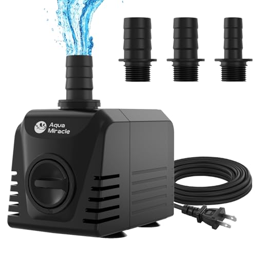 Image of AquaMiracle Submersible Water Pump Aquarium Water Pump with Flow Control, Pond Pump Fountain Pump for Pond, Fountain, Waterfall, Statuary, Water feature, Hydroponics (400GPH, 25W)
