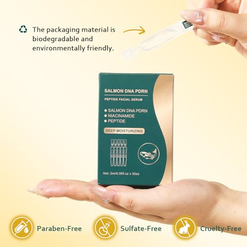PDRN Peptide Niacinamide Serum - Instant Face Lift & Anti Aging Serum for Wrinkles, Fine Lines, Dull Skin Even Skin Tone Glass Skin, Hydrating Facial Serum for Women, 30x2ml Single-Use Biodegradable — view 3