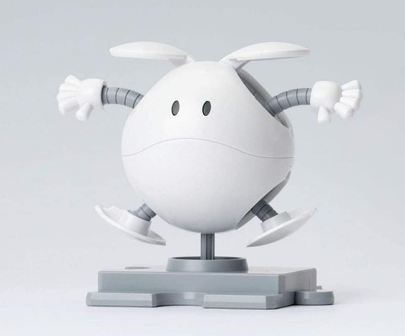 Assembled white Haro model standing on a display base.