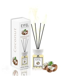 EYFEL Reed Diffusers for Home – Coconut Reed Diffuser Set 4.05 fl oz Oil Diffuser Sticks, Bathroom Diffuser, Bedroom Diffuser, Home Fragrances, Scented Sticks, Home Décor EYFEL Reed Diffusers for Home–Coconut Reed Diffuser Set 405 fl oz Oil Diffuser Sticks Bathroom Diffuser Bedroom Diffuser Home Fragrances Scented Sticks Home Decor