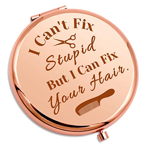 Hairdresser Gift for Women Hair Stylist Gifts Compact Mirror Funny Birthday Gift for Hair Dresser Stylists Barber Hairstylist Gifts Appreciation Gift Cosmetology Graduate Gift Compact Makeup Mirror