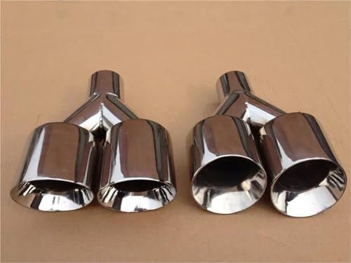 Terminal de escape doble de acero inoxidable 304 con extremo plateado de 63mm a 89mm 4