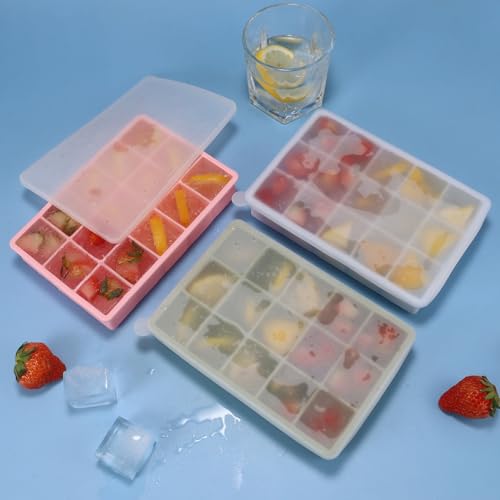 Bandeja de cubitos de hielo de silicona con tapa flexible apilable miniatura 6