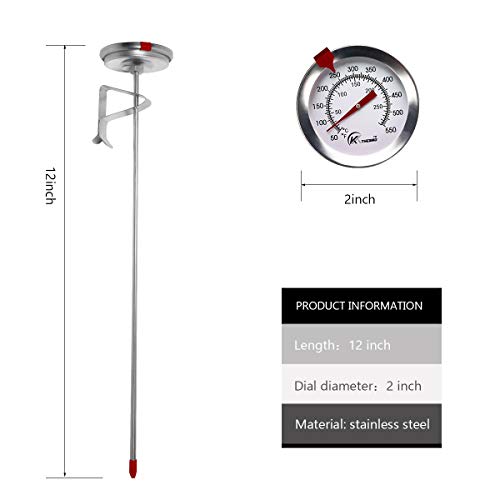 Kt Thermo Deep Fry Thermometer With Instant Read,Dial Thermometer(2-Pack),12" Stainless Steel Stem Meat Cooking Thermometer,Best For Turkey,Bbq,Grill #TOP7