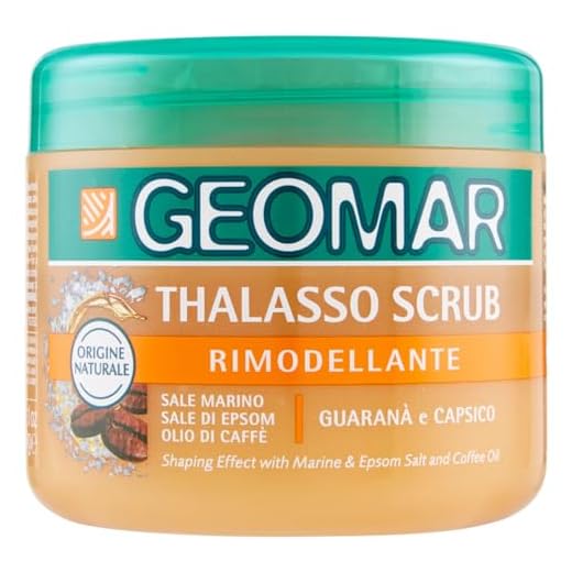 GEOMAR | Thalasso Scrub Corpo Rimodellante, Con Sale Marino, Sale di Epsom, Olio di Caffe ed estratti di Guaranà e Capsico, Made in Italy, 600 g