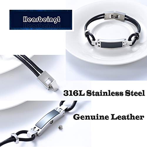 Hearbeingt Cremation Jewelry Urn Bracelet for Ashes Genuine Leather Cremation Bracelet Keepsake Urn Bangle for Ashes for Men for Women - Thumbnail 3