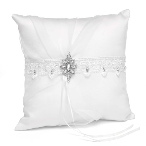 Hortense B. Hewitt Wedding Accessories Sparkling Elegance Ring Pillow, White